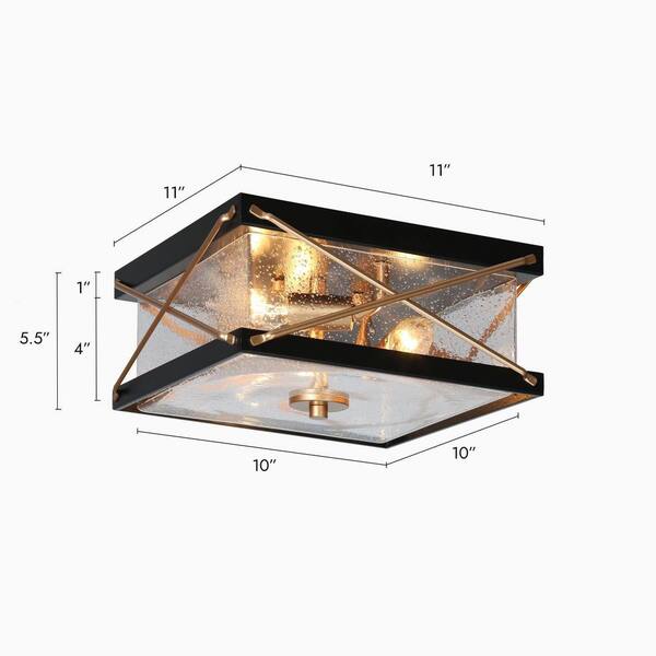 Zevni 3-Light Flat Black Flush Mount Light with Square