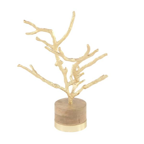 Litton Lane 18 in. x 13 in. Gold Aluminum Modern Floral and botanical Sculpture