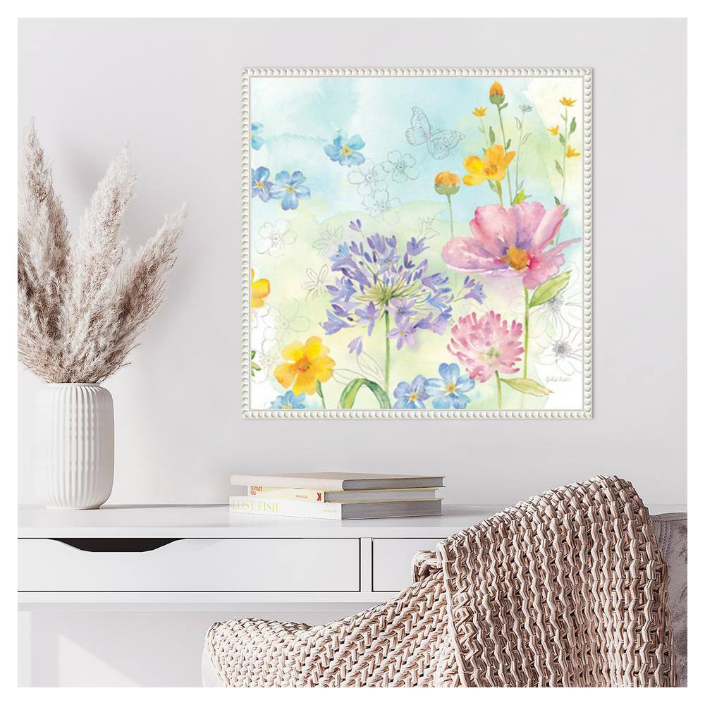 Wildflower Mix II Floral Canvas Art with White Frame