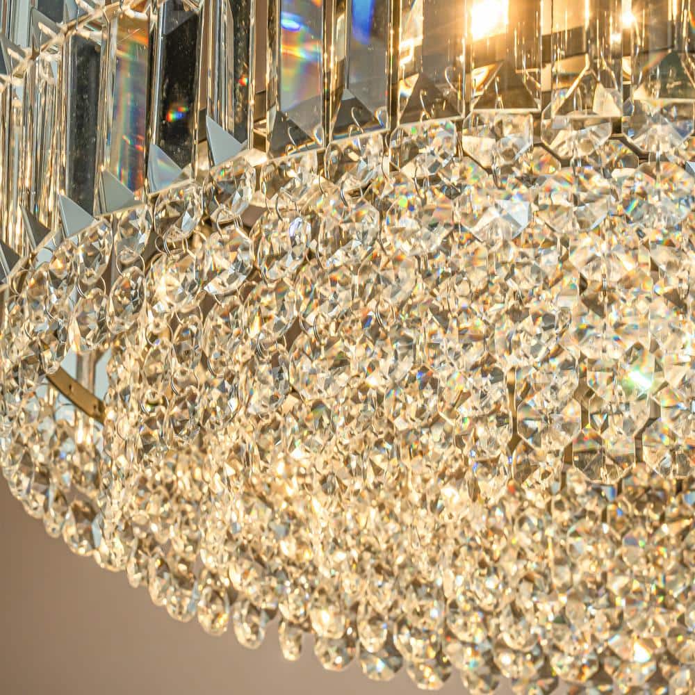 Matte Black and Crystal 24" Drum Flush Mount Ceiling Light