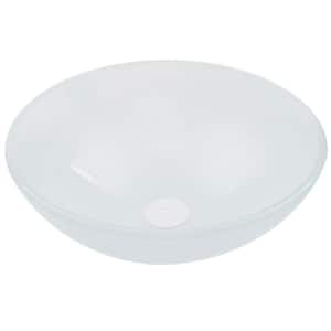Giovanni Frosted White Glass 17 in. L x 17 in. W x 6 in. H Round Vessel Bathroom Sink