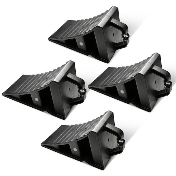 4-Pack Wheel Chocks, Tire Chocks for RV Travel Trailer/Boat Trailer/Camper, Wheel Block Stopper with Handles