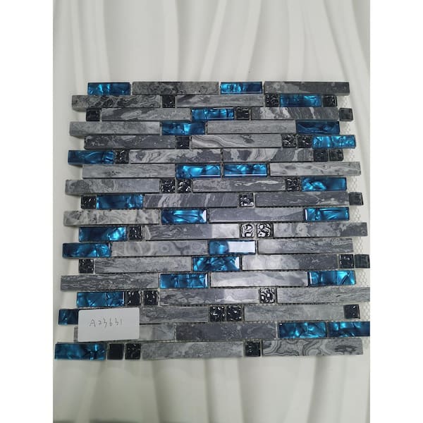 Blue 12 in. x 12 in. Glass Mosaic Tile for Kitchen Backsplash or Bathroom Backsplash (5 sq. ft./Box)
