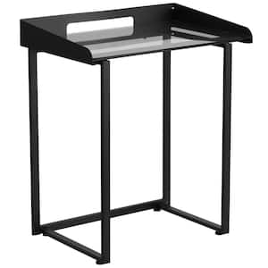 27.5 in. Rectangular Clear/Black Computer Desks with Cable Management