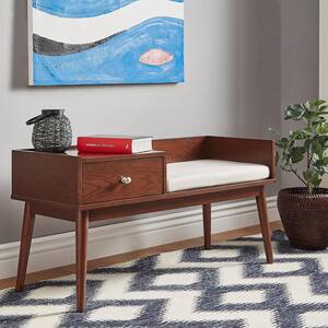 Espresso 1-Drawer Cushioned Entryway Bench 47.48 in. W x 18 in. D x 23 in. H
