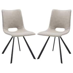 Mika Stone/Black 18 in. Iron Dining Chair Set of 2