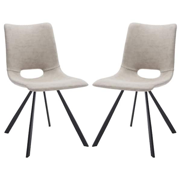 SAFAVIEH Mika Stone/Black 18 in. Iron Dining Chair Set of 2