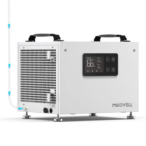 70 pt. 1,000 sq. ft. Bucketless Energy Star Most Efficient Commercial Dehumidifier with Pump for Crawlspace in. White