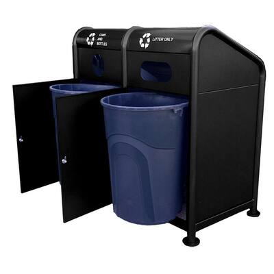 68 Gal. Steel Recycling Station in Black