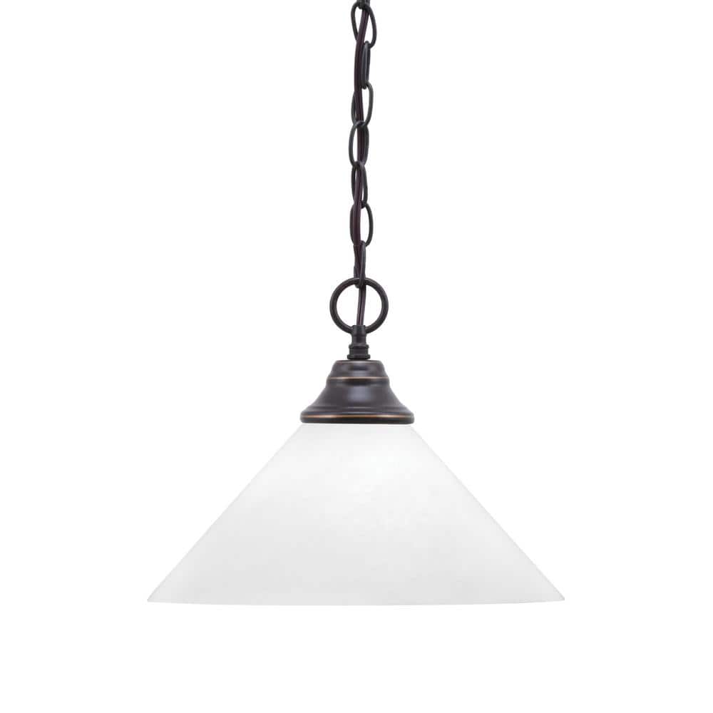 Kingston 100-Watt 1 Light Dark Granite Shaded Pendant Light with 12 in. Whi