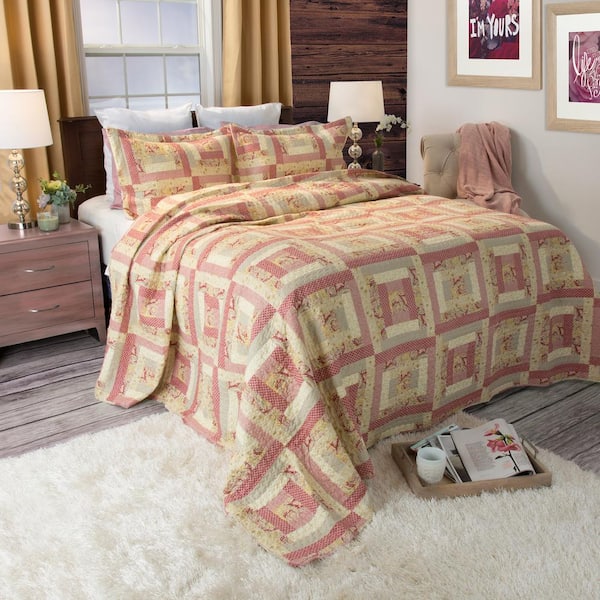 Lavish Home Melissa Red Polyester Twin Quilt