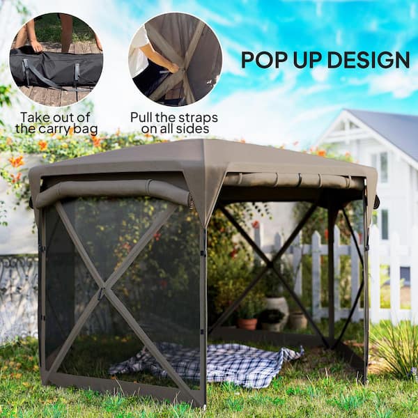 Outsunny 11 ft. x 11 ft. Pop Up Gazebo Screen Tent House