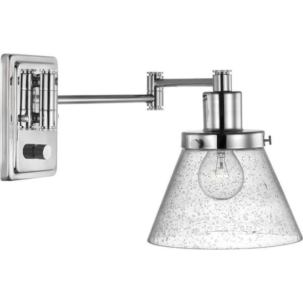 Progress Lighting Hinton Collection 1-Light Polished Nickel Swing Arm Adjustable Coastal Farmhouse Wall Light Sconce
