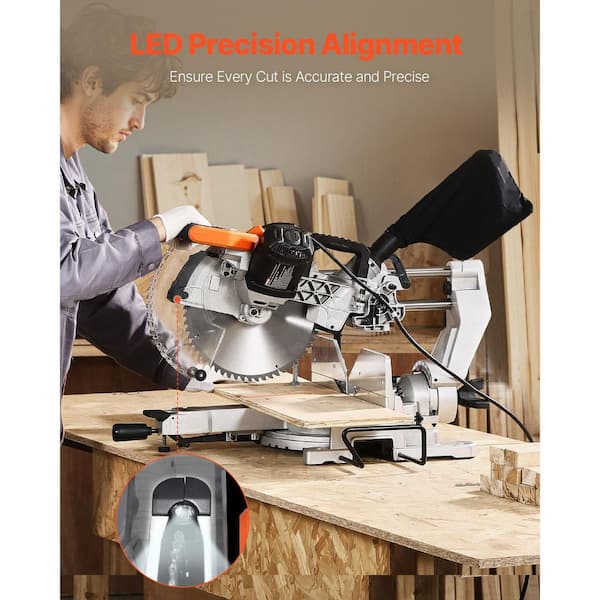 SKYSHALO Sliding Compound Miter Saw, 12-In. Blade, 60-Tooth