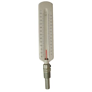 Supply Giant SH67-TC Hot Water Thermometer with Straight Angle Brass  Thermowell, 1/2 NPT Mount, 40-280 F, Organic Liquid Filled Tube