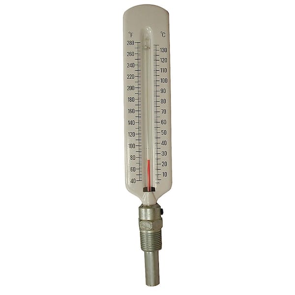 Hot Water and Refrigerant Line Thermometer Straight Pattern with Steel Well  1/2 in. NPT (40 to 280° F)
