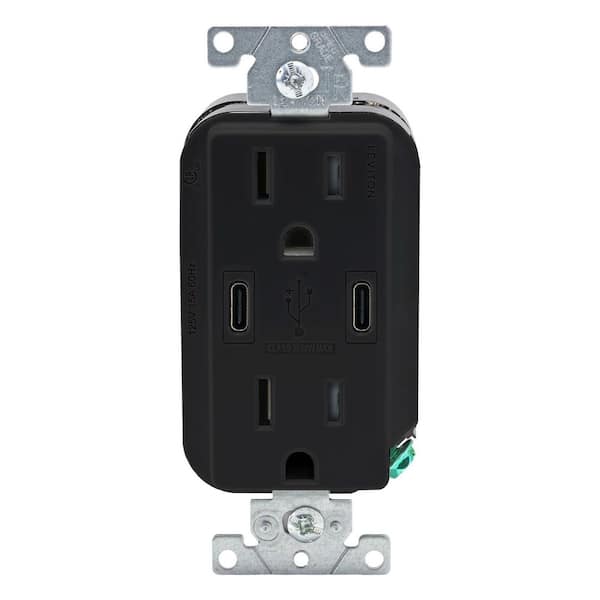 Decora 15 Amp Type C/C Tamper Resistant Outlet 30-Watt USB Charger for Smartphones and Tablets (CC1X3-BE)