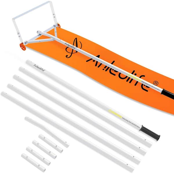 Unbranded 60 in. Aluminum Handle Aluminum Adjustable Snow Shovel 21 ft. Snow Roof Rake with Non-Slip Handle, Wheels, Slide Cloth