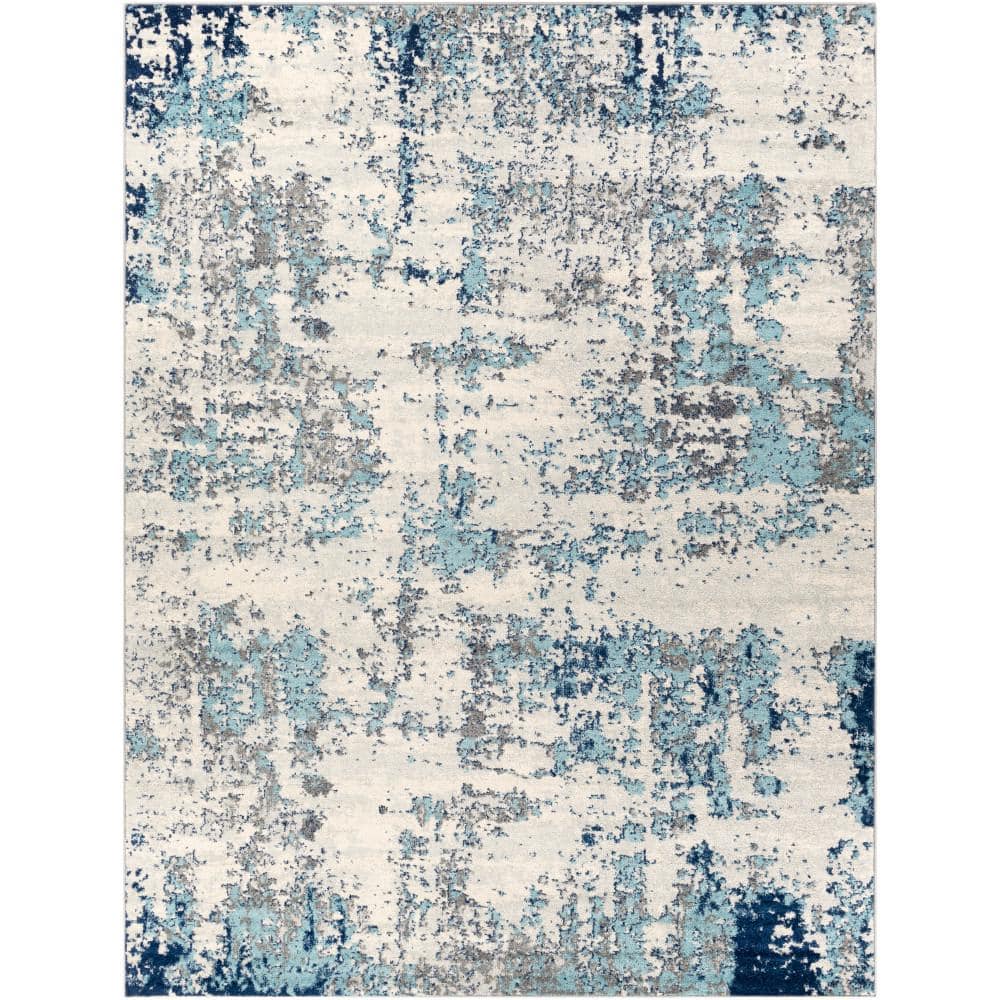 Kids' Delight Abstract Blue Synthetic 7'10" x 10'3" Easy-Care Rug