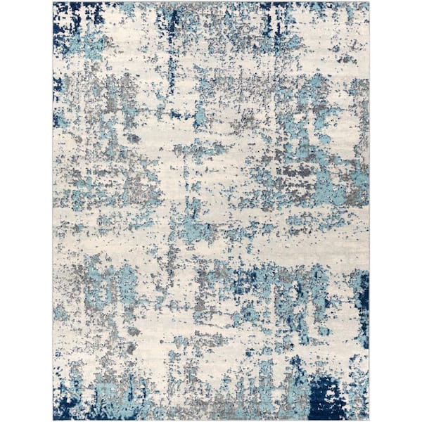 Livabliss Yamikani Aqua 8 ft. x 10 ft. Abstract Distressed Abstract Area Rug