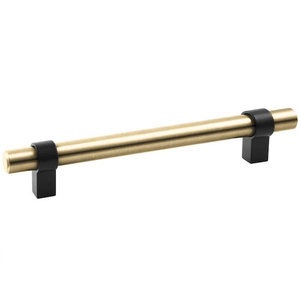 Design House Emery 5 1/16 in. (128mm) Center-to-Center, Satin Gold/Matte Black Bar Pull. 5-Pack