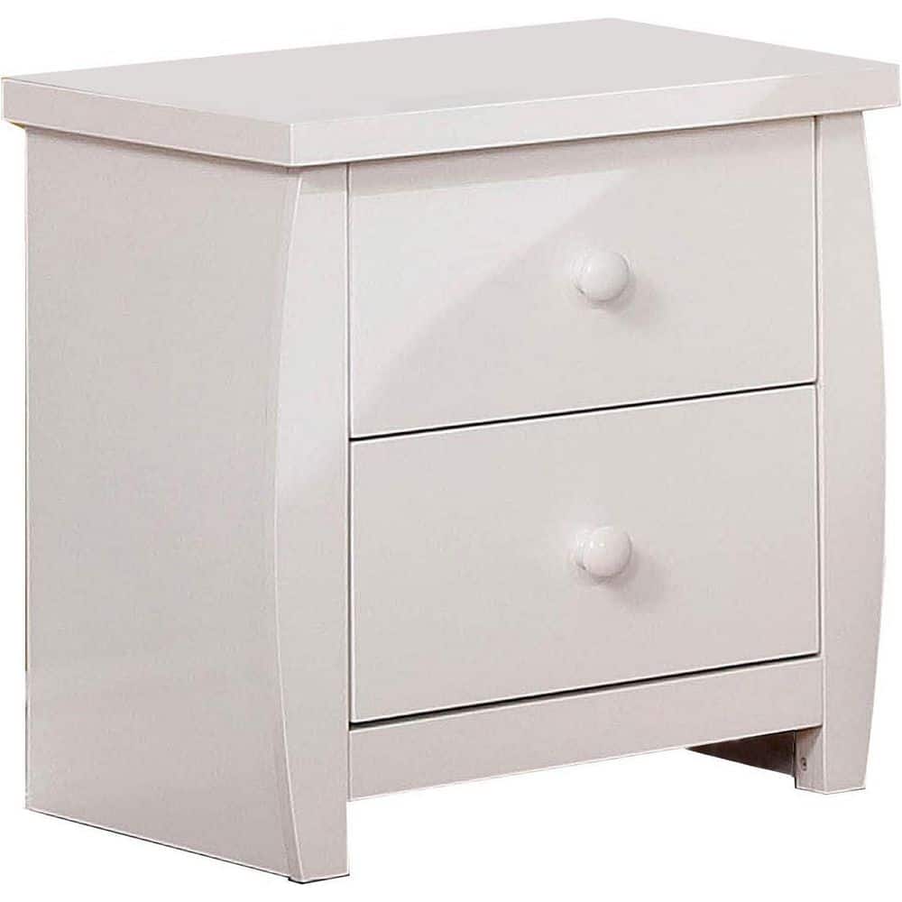 White 2 Drawer 19 in. W Nightstand with Sturdy Hardware and Ample Storage