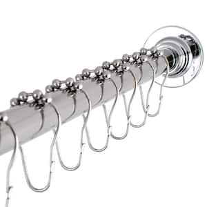 Classic 60 in. to 72 in. Fixed Shower Curtain Rod with Hooks in Chrome