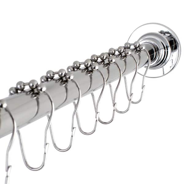 Kingston Brass Classic 60 in. to 72 in. Fixed Shower Curtain Rod with Hooks in Chrome