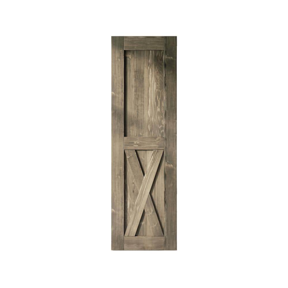 26 in. x 84 in. X-Frame Classic Gray Solid Natural Pine Wood Panel Interior Sliding Barn Door Slab with Frame price history on PriceWatchPro