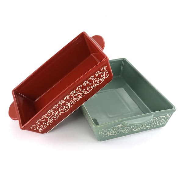 The Pioneer Woman Mazie 2-Piece Ceramic Red Rectangle Baker Set