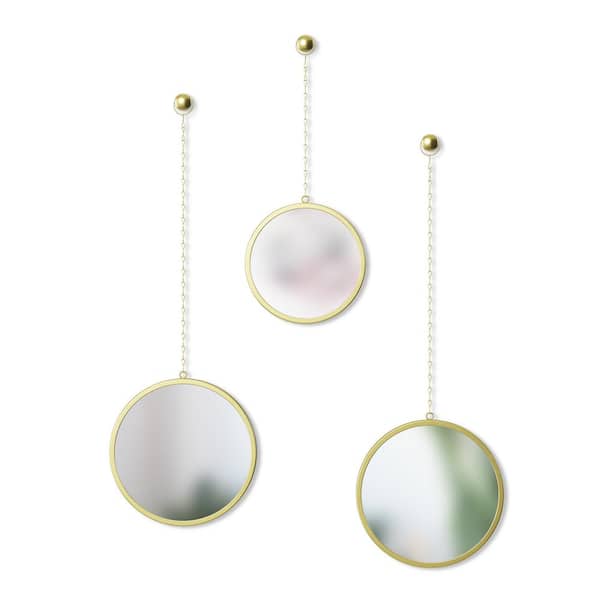 Umbra Dima 8 in. x 8 in. Modern Round Framed Accent Mirror Brass Set of 3