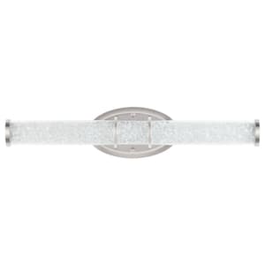24.3 in. 1-Light Nickel LED Vanity Light Bar With Crystal Beads