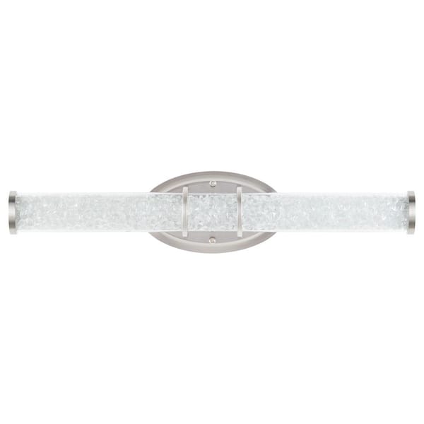 Merra 24.3 in. 1-Light Nickel LED Vanity Light Bar With Crystal Beads