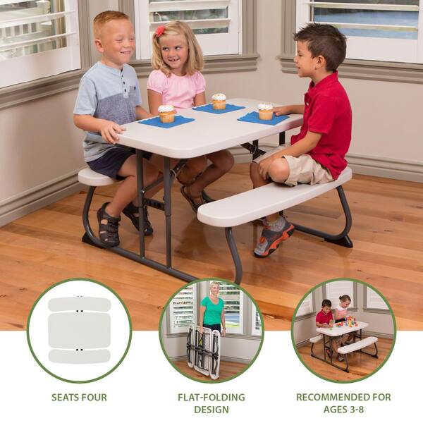 Lifetime 33 in. Almond Rectangle Steel Frame Resin Top Folding