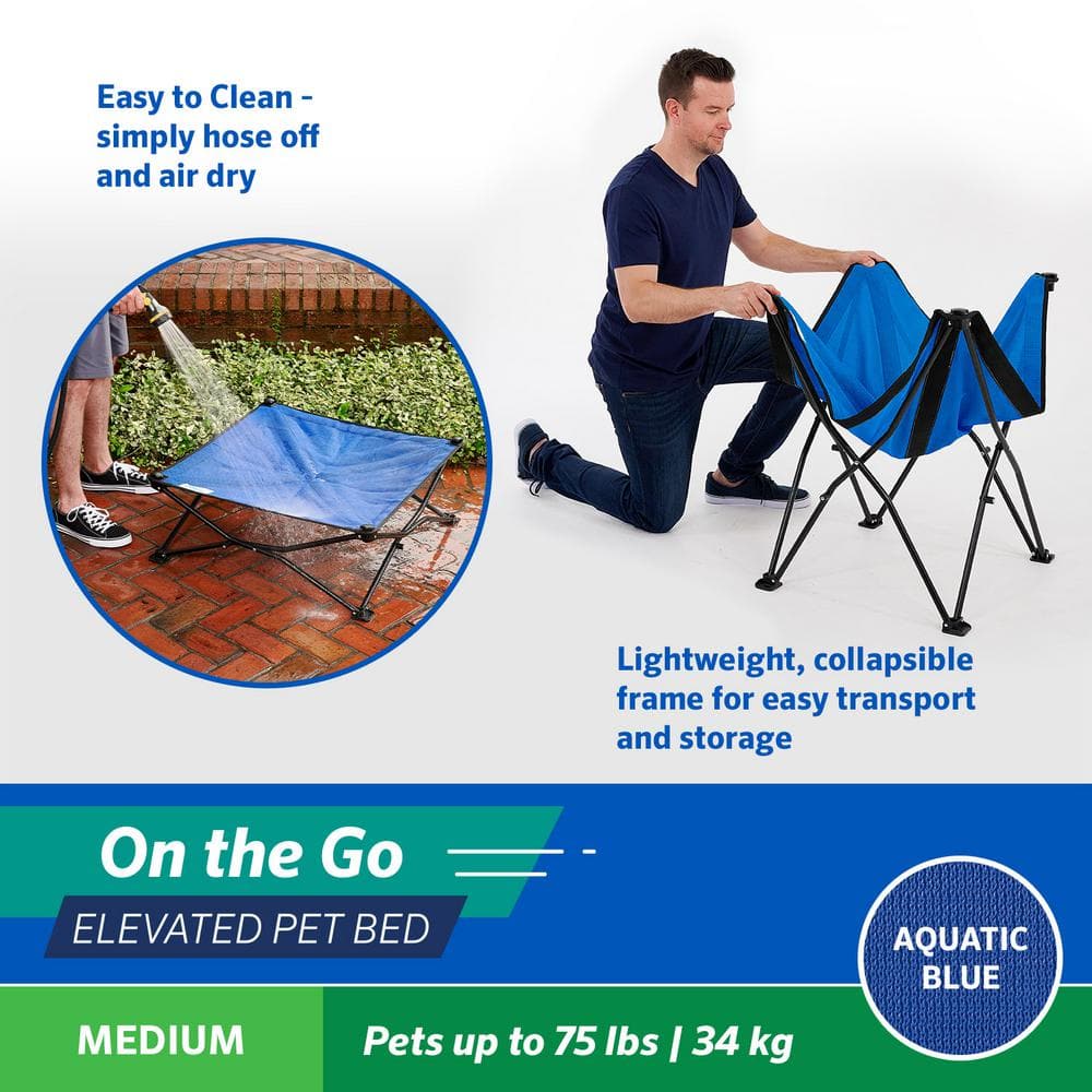 Medium Aquatic Blue Elevated Outdoor Pet Bed