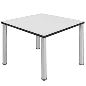 Rumel 43.5 in. Square White and Chrome Composite Wood Breakroom Table (Seats-4)