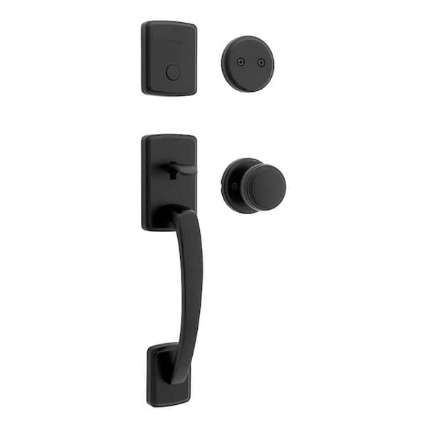 Brentford Matte Black Double Door Dummy Door Handleset with Sora Interior Door Knob