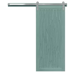 42 in. x 84 in. Howl at the Moon Caribbean Wood Sliding Barn Door with Hardware Kit in Stainless Steel