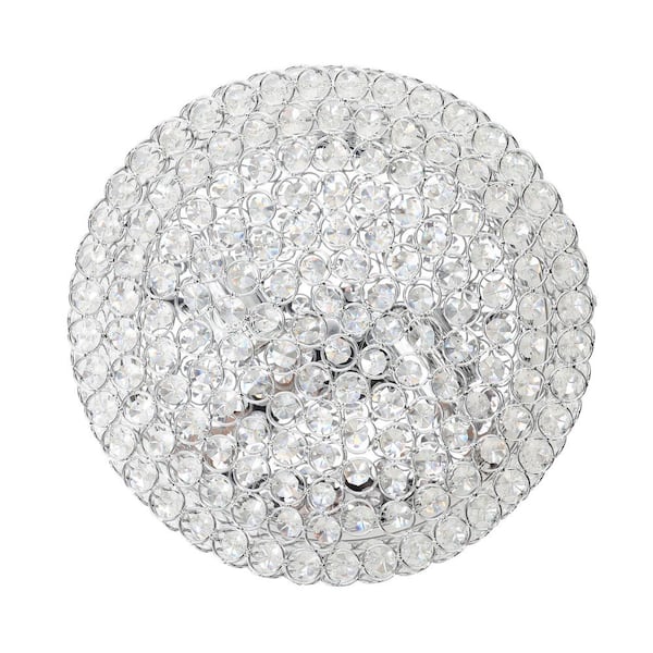 Merra 12 in. 2-Light Chrome Crystal Flush Mount HCF-1317-CH-BNHD-1