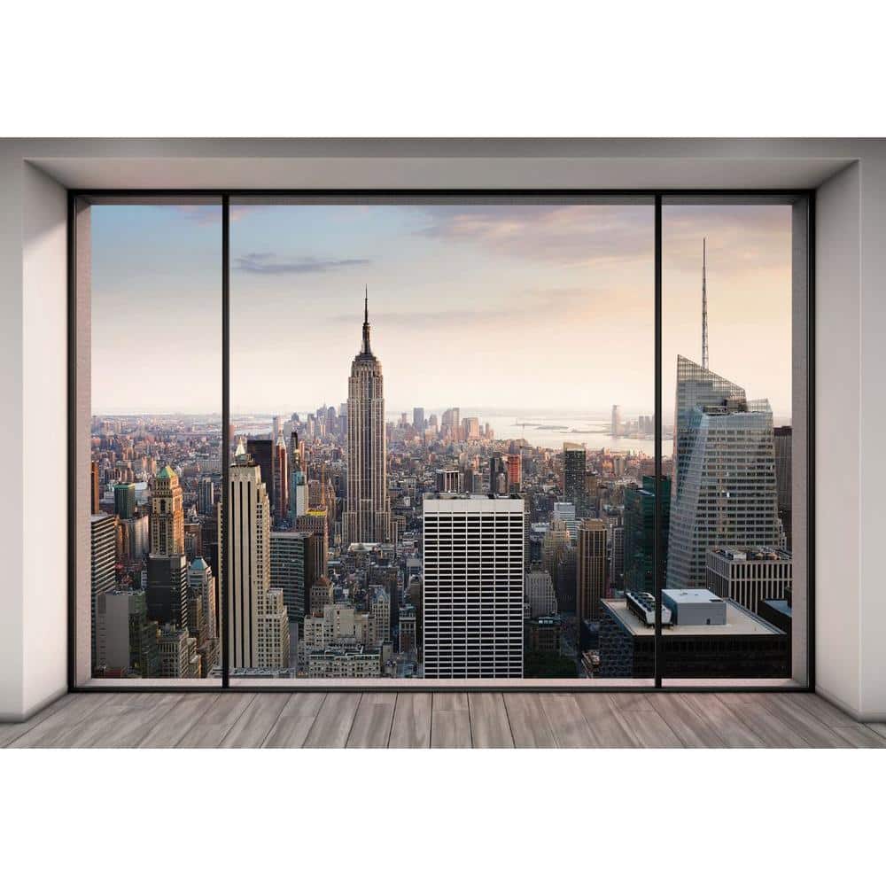 Large White Washable Penthouse Cityscape Wall Mural