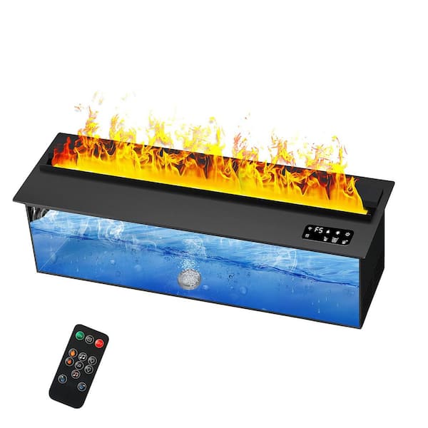 78 in. Smart Freestanding Electric Fireplace Inserts with APP Control in Black, Water Vapor Fireplace with Remote, Timer