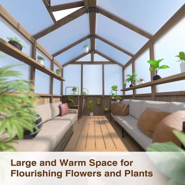 VEIKOUS 6 ft. x 8 ft. Cedar Wood Garden Plant Greenhouse for