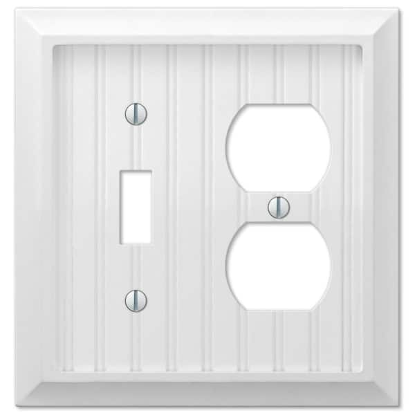 AMERELLE Cottage 2-Gang White 1-Toggle / 1-Duplex BMC Wood Wall Plate