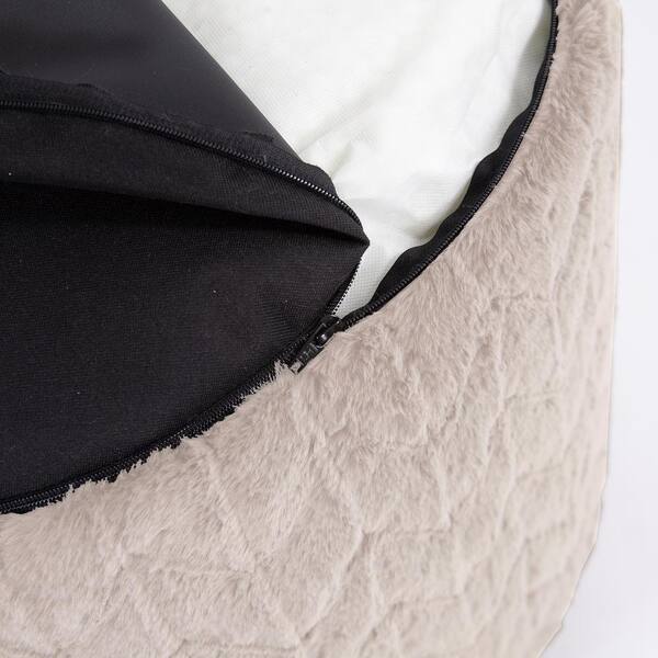 Marley Forrest - Angora Natural Polyester 22 in. by 22 in. by 12 in. Foot Pouf Angora