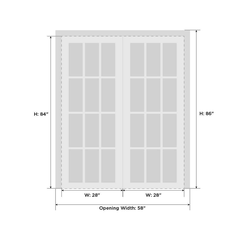Lucia Matte Black 56" x 84" French Double Doors with Clear Glass