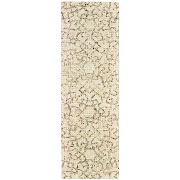 AVERLEY HOME Tranquility Tan 2 ft. 6 in. x 8 ft. Runner Geometric Area Rug