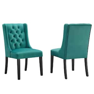 Baronet Teal Performance Velvet Tufted Dining Side Chairs (Set of 2)