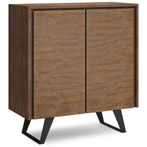Lowry Solid Acacia Wood and Metal 39 in. Wide Modern Industrial Medium Storage Cabinet in Rustic Natural Aged Brown