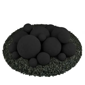 Mixed Set of 18 Ceramic Fire Balls in Midnight Black