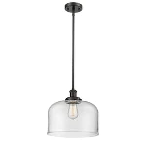Bell 100-Watt 1-Light Oil Rubbed Bronze Shaded Mini Pendant Light with Clear Glass Shade